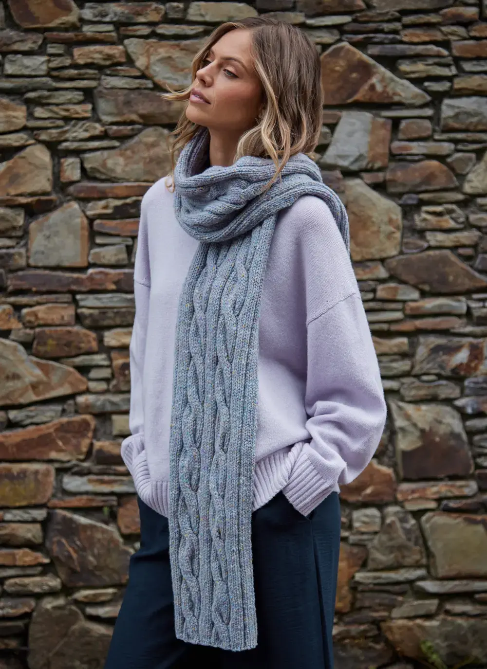 Fisherman Donegal Cable Scarf
